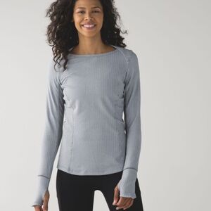 Lululemon Kanto Catch Me Gray Heatered Herringbone Long Sleeve Top Size 4